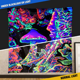 Lofaris UV Reactive Blacklight Upright Mushroom Tapestry for Party